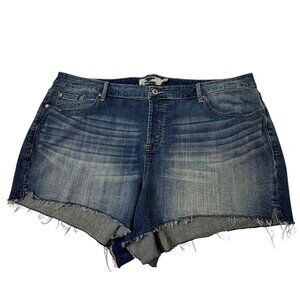 Torrid Denim Shorts NEW Button Front Raw Hem Women’s 26